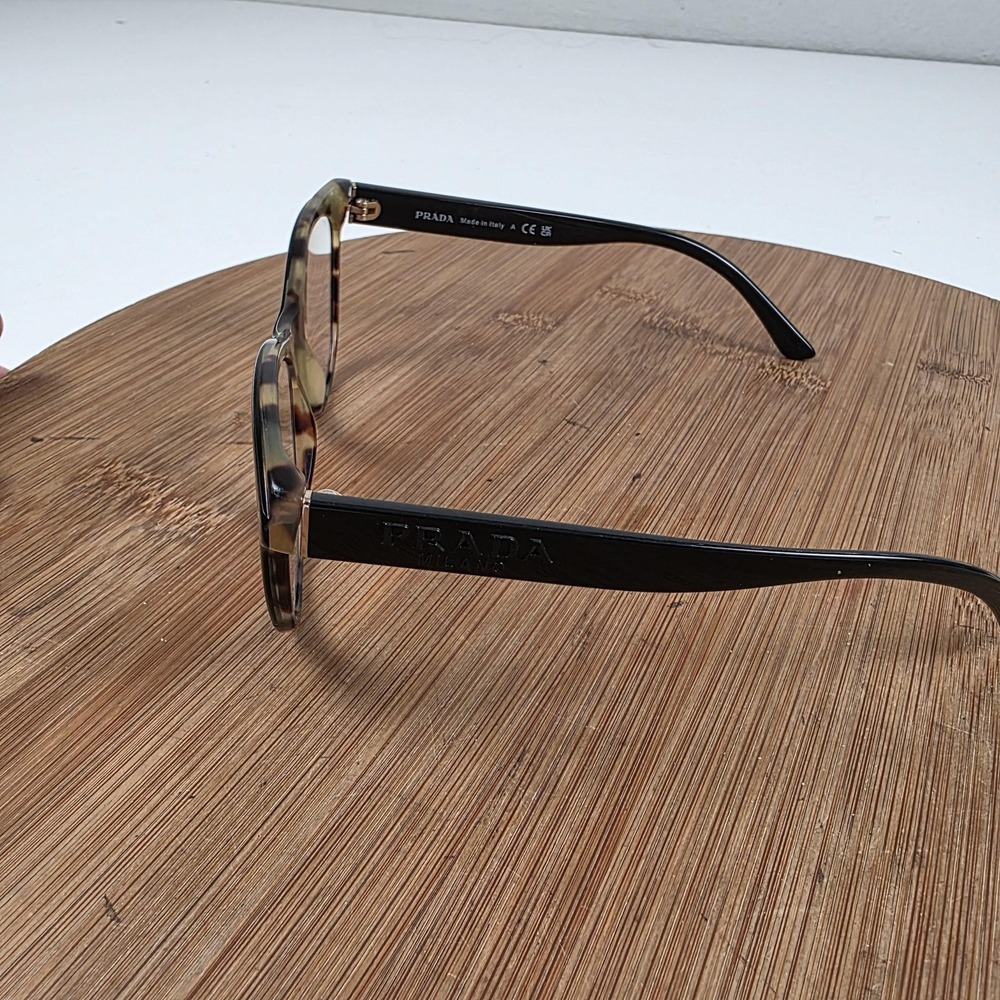 Prada VPR 05W Sunglasses Womens 53-19 Black Tortoise Cat Eye Clear Plastic Italy - Picture 2 of 11